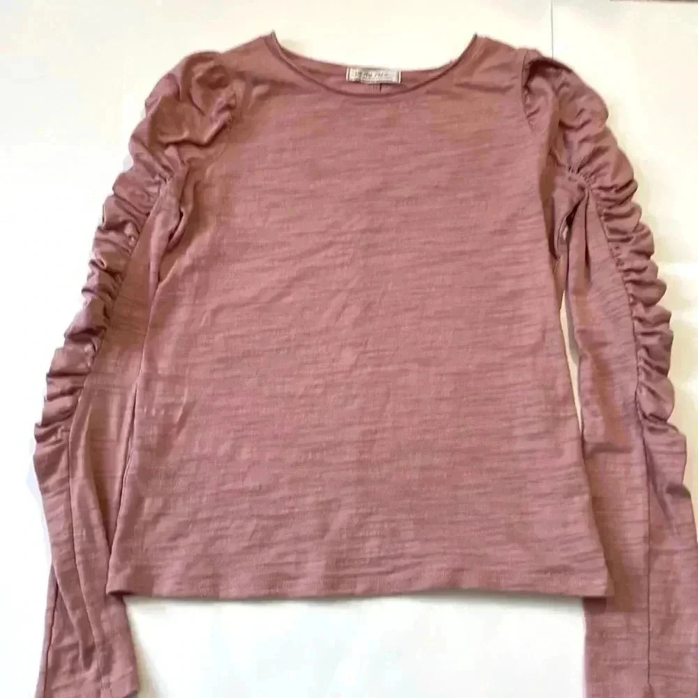 We the Free ruched pink long sleeve size medium